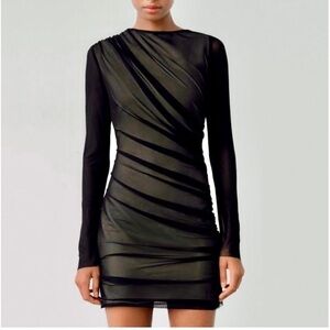 Zara Black Sheer Ruched Dress